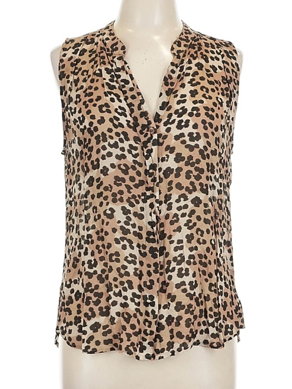 bella dahl Sleeveless Leopard Print Blouse - Tan/Black